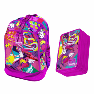 Set zaino + astuccio completo TINTA UNITA YOUNG kiss