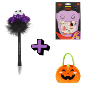 Set penna ragno luminosa + Halloween Tattoos + Borsa Zucca LEGAMI